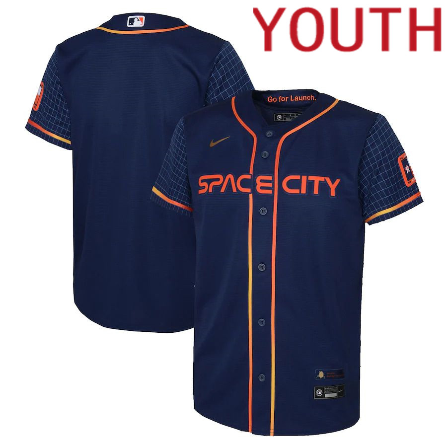 Custom Youth Houston Astros Blank Nike Navy 2022 City Connect Replica MLB Jersey->cleveland browns->NFL Jersey